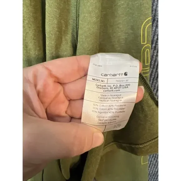 Carhartt MensLoose Fit Heavyweight Long Sleeve Graphic T Shirt Sz XL Tall Green - Picture 7 of 9